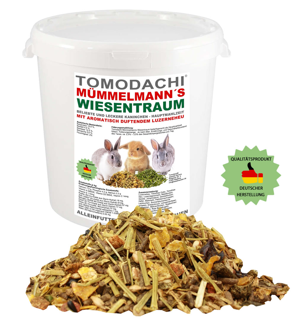 Kaninchenfutter, Raufutter Hase, Luzerneheu, Kräuter, Löwenzahn, Gemüse, Mümmelmanns Wiesentraum 1kg