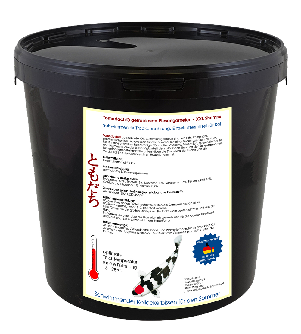 Sommerfutter Koi, Riesengarnelen, Koigambas, gesunder, leckerer Koisnack für den Sommer, 3L Eimer
