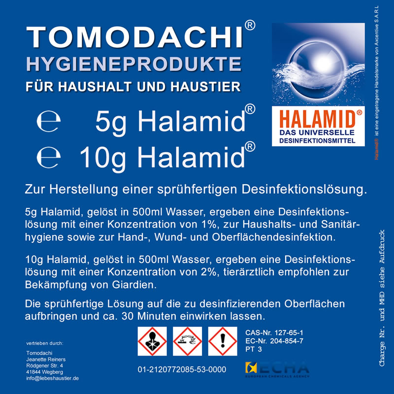 Desinfektionsmittel Halamid Spray zuverlässige Desinfektion gegen Viren, Bakterien, Pilze  500ml, 5g