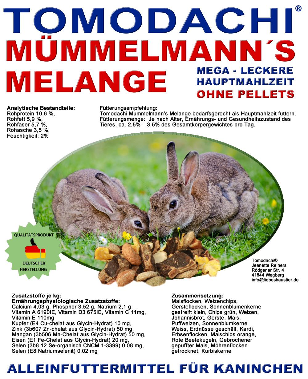 Kaninchenfutter, Hasenfutter pelletfrei - Mümmelmanns Melange 10kg Sack